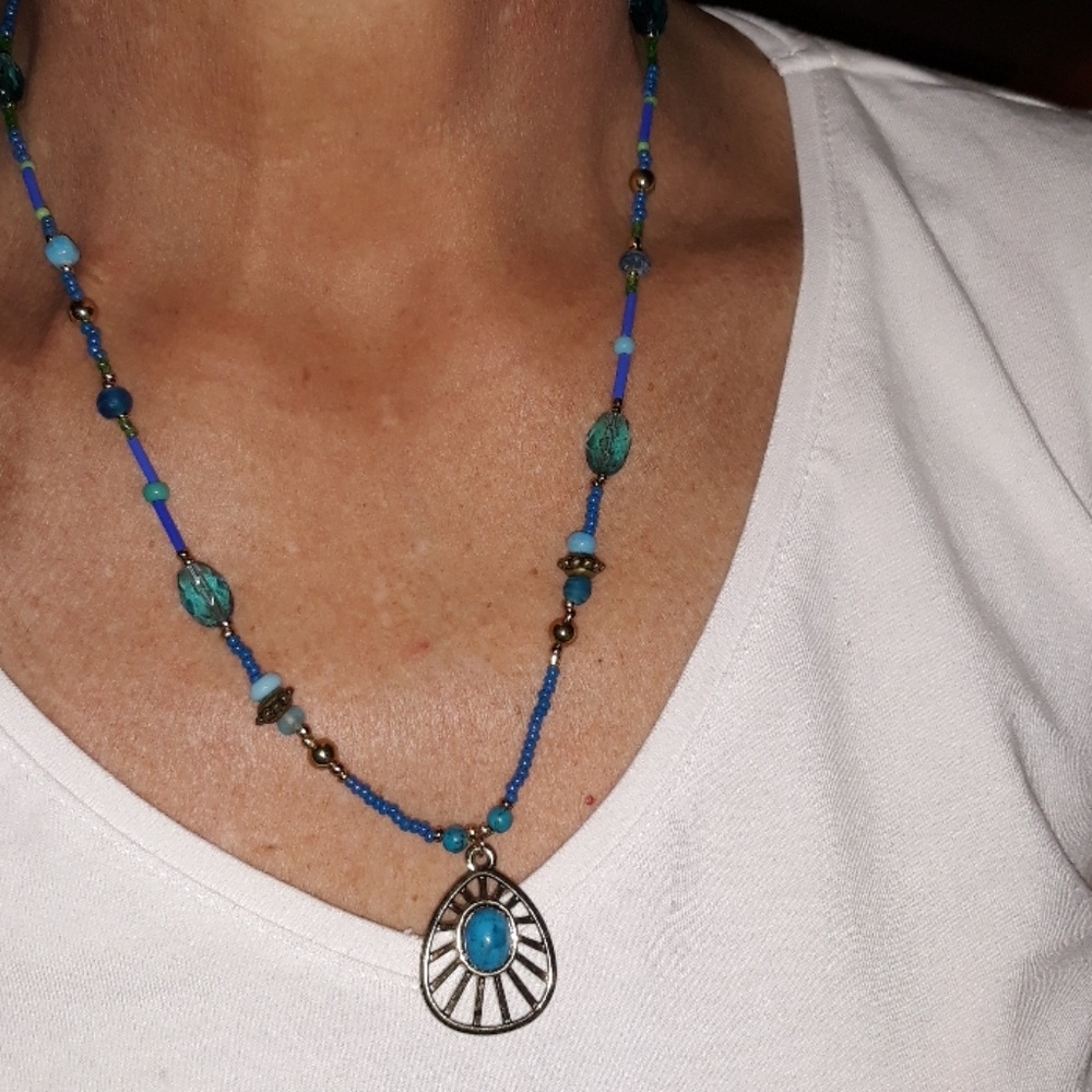 * Handmade necklace blue great for summer ...